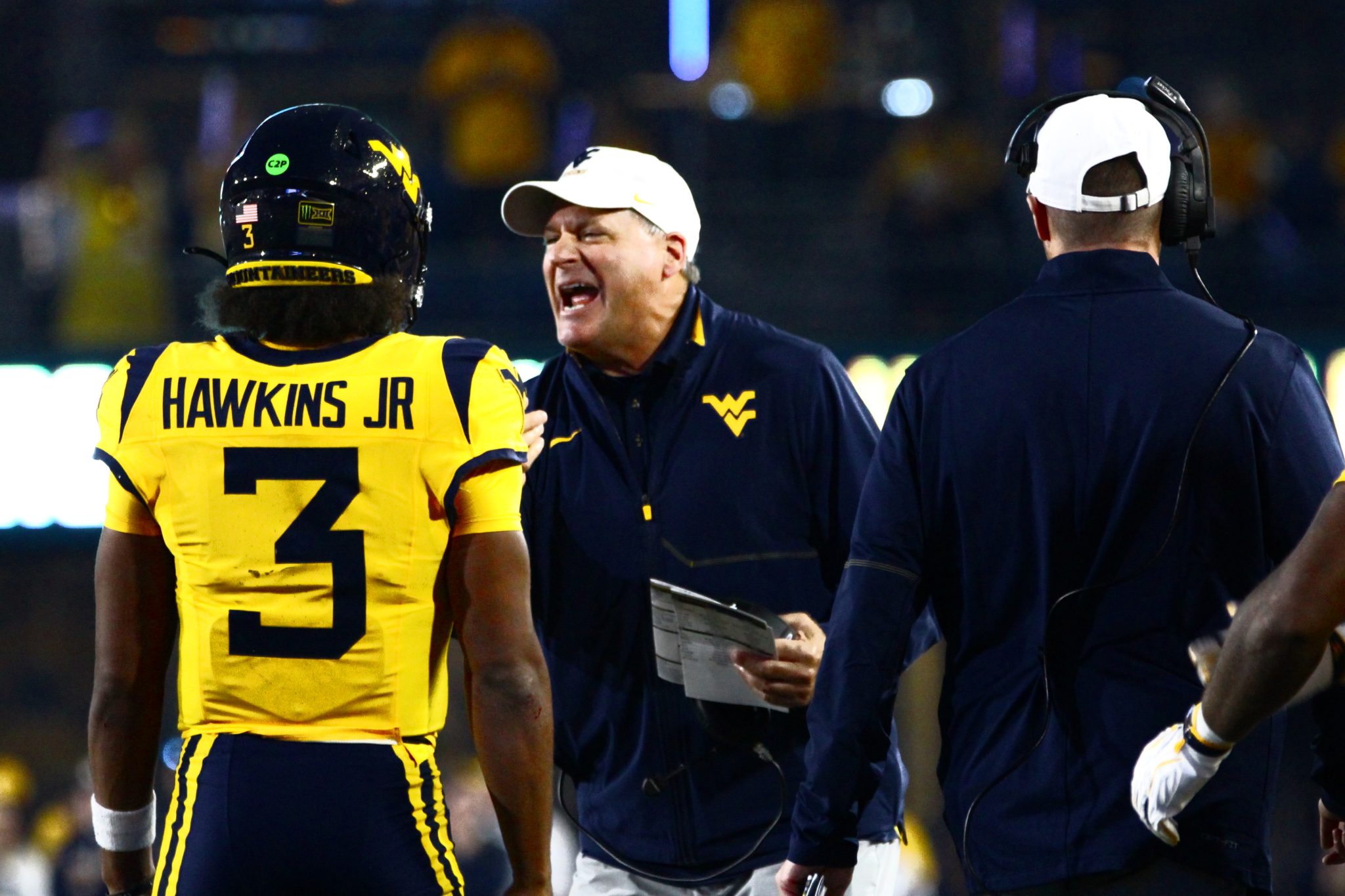 WVU Football Rich Rodriguez and Michael Hawkins