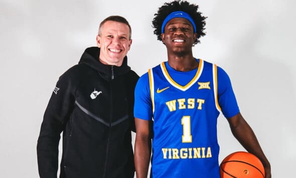 WVU Basketball HC Ross Hodge and top recruit Miles Sadler