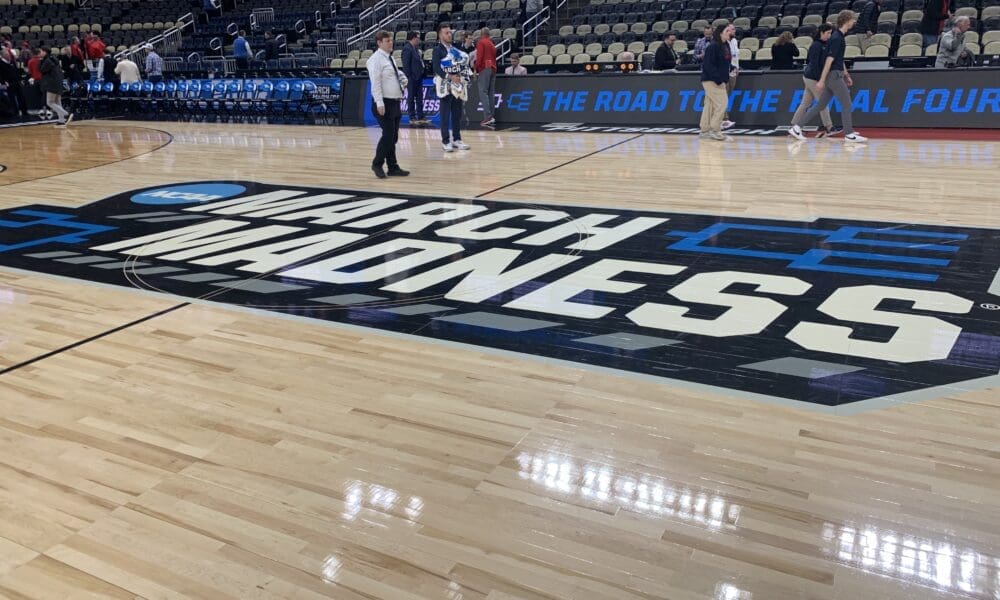 March Madness on floor at NCAA Tournament
