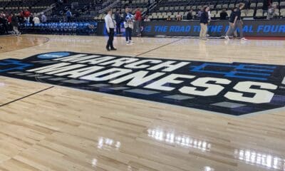 March Madness on floor at NCAA Tournament