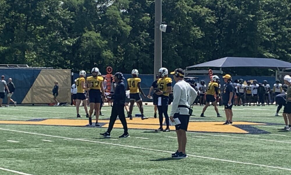 WVU Football HC Neal Brown at practice