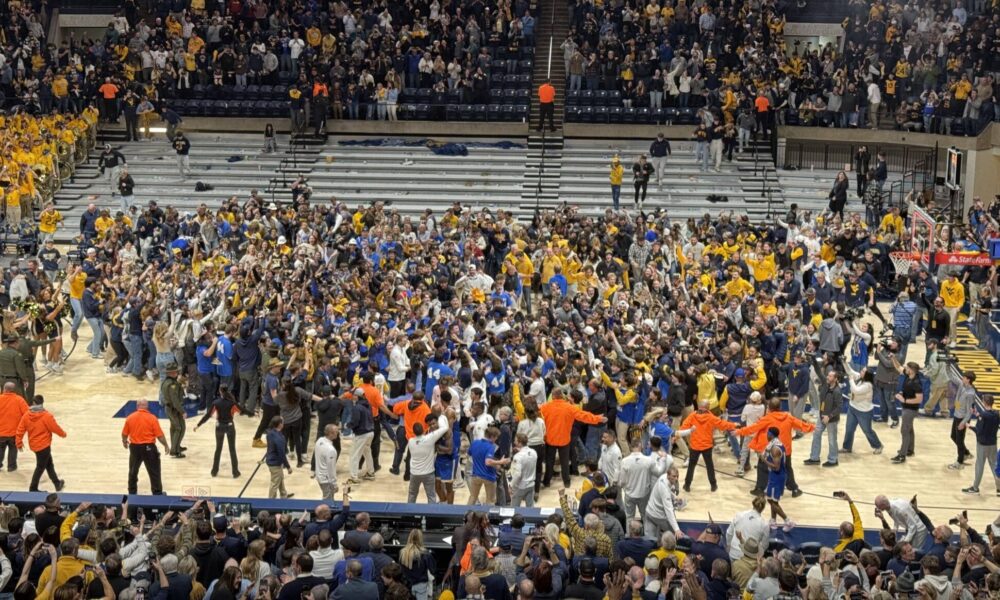 WVU Basketball crowd storm