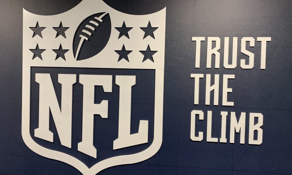 NFL logo on WVU Football facility wall