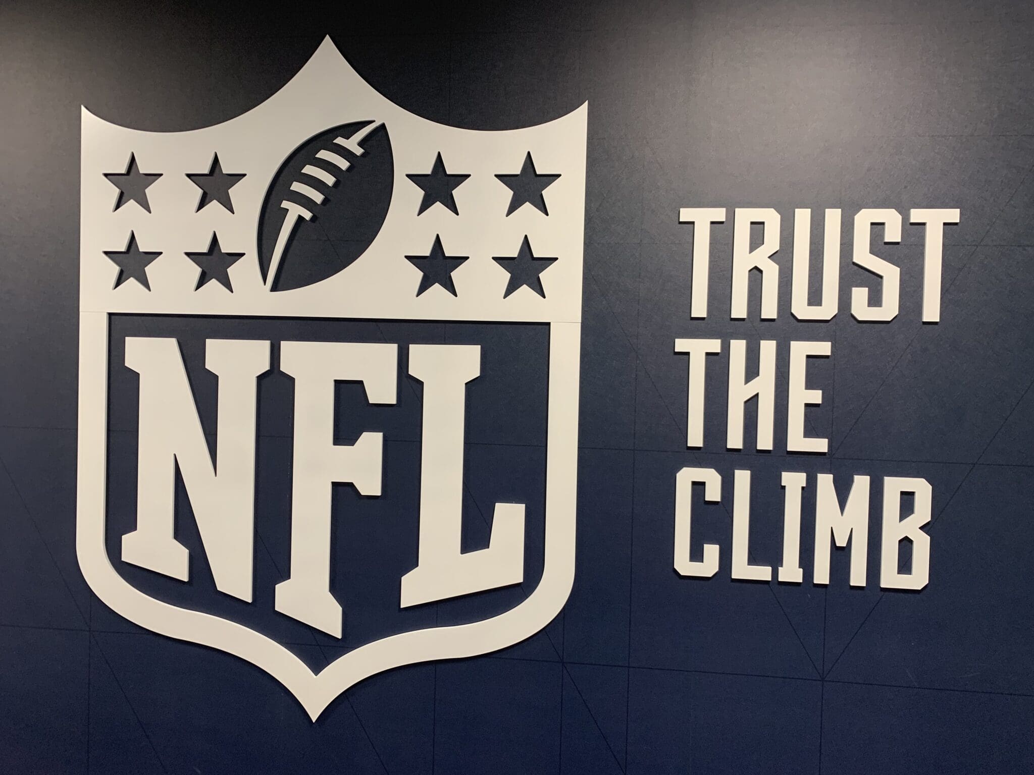 NFL logo on WVU Football facility wall