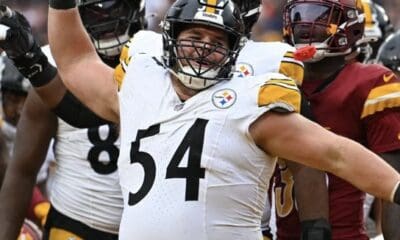 Zach Frazier celebrating TD with Steelers