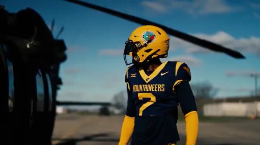 WVU Football military helmet