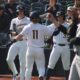 WVU Baseball Sam White celebrates