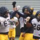WVU Football Jaylen Henderson and LJ Turner at practice