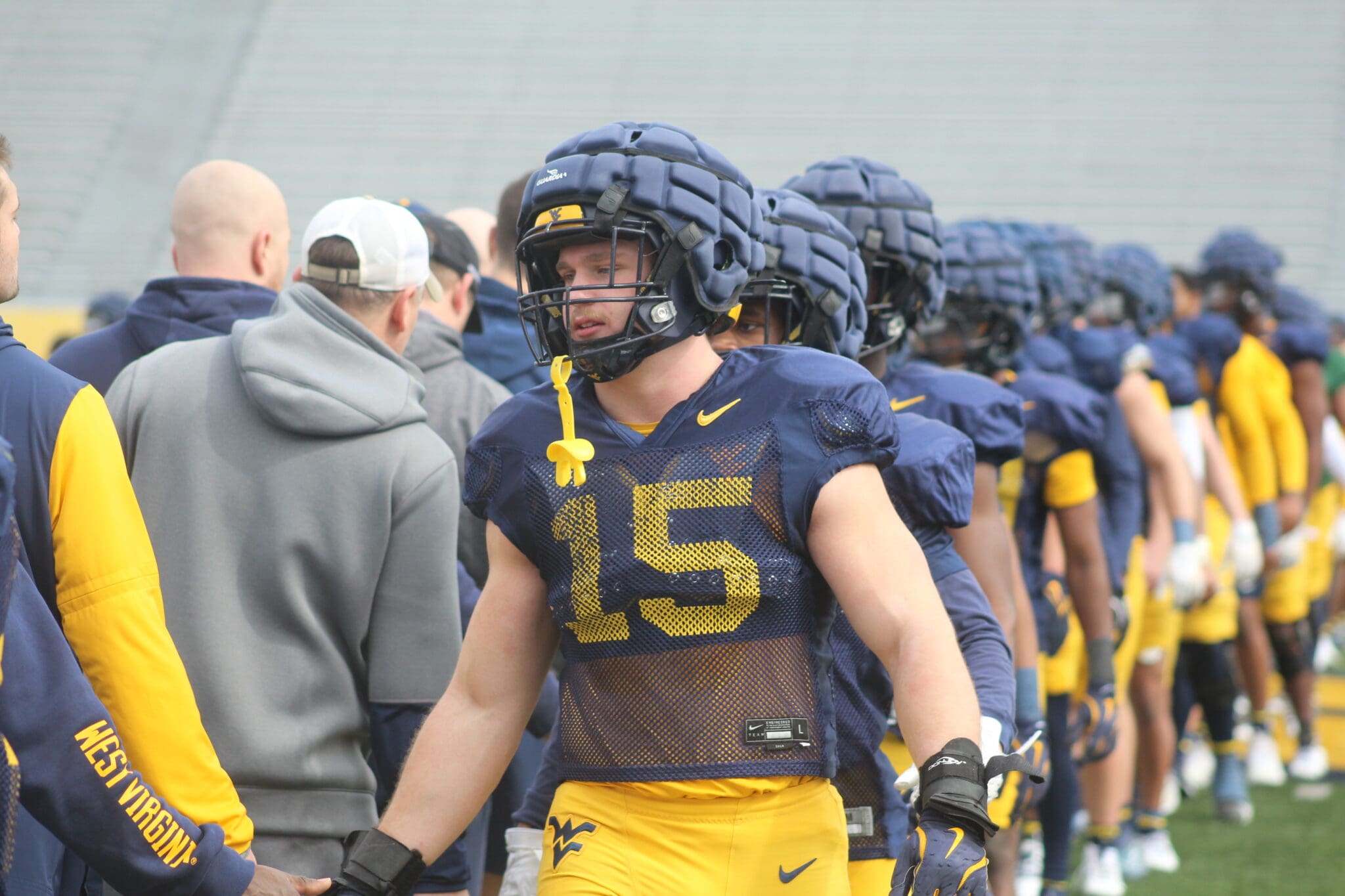 WVU Football Ben Cutter at practice