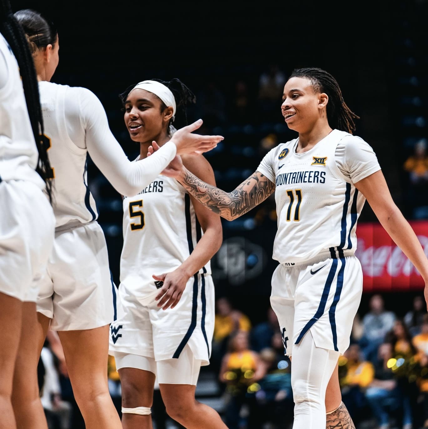 WVU Women’s Basketball JJ Quinerly celebrating