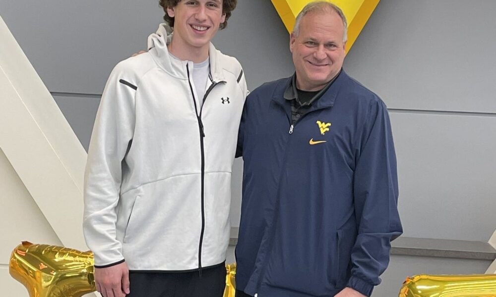 WVU Football QB recruit Peyton Falzone with Rich Rodriguez
