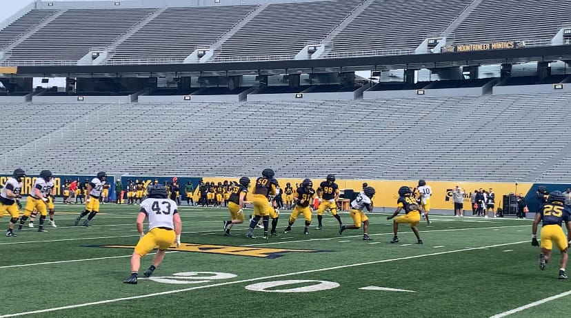 WVU Football spring practice at Milan Puskar Stadium
