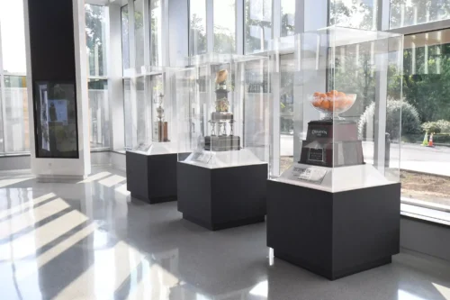 Trophies at WVU Football facility