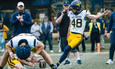 WVU Football kicker Nate Flower. Image courtesy of Nate Flower's Instagram account.