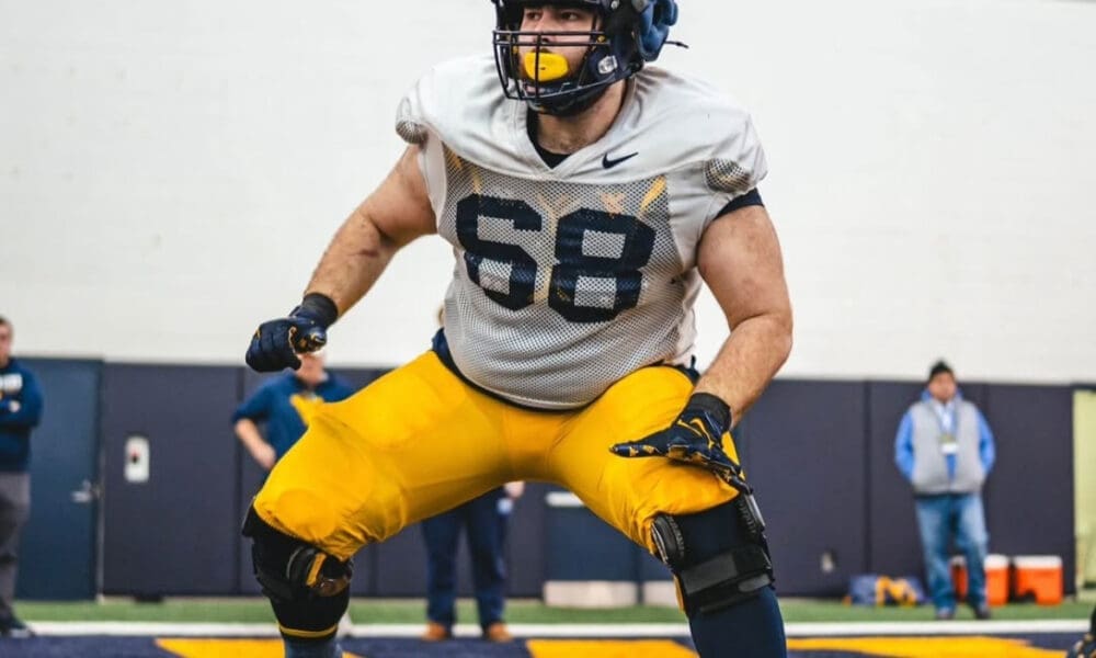 WVU Football offensive lineman Wyatt Minor. Image courtesy of Wyatt Minor's Instagram account