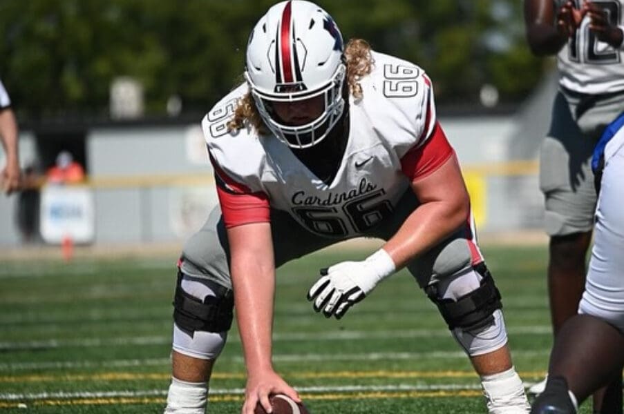 WVU Football offensive line commit Jude Edwards. Image courtesy of Jude Edwards' Instagram account.