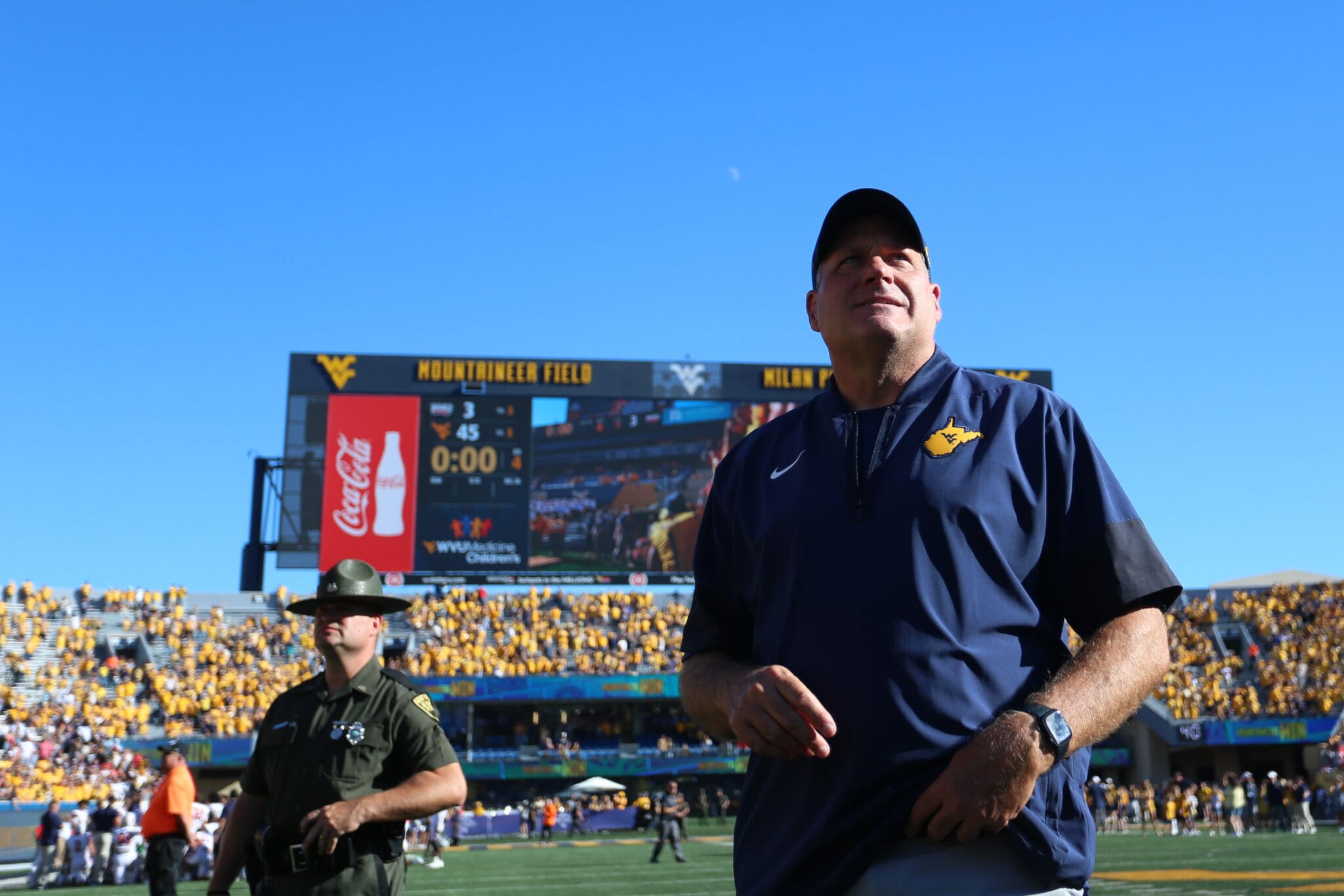 WVU Football HC Rich Rodriguez against RMU in 2025 season opener