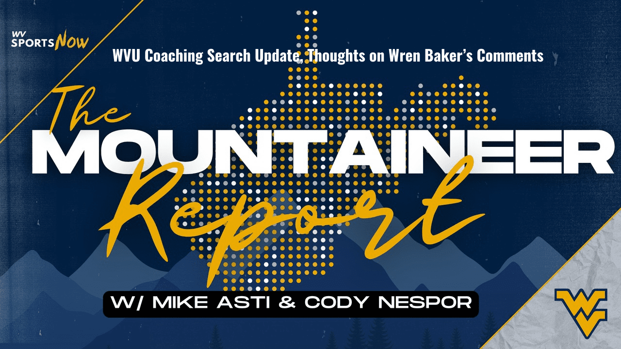 Mountaineer Report graphic on Wren Baker on WVU Basketball coaching search