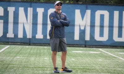 WVU Football HC Neal Brown at practice