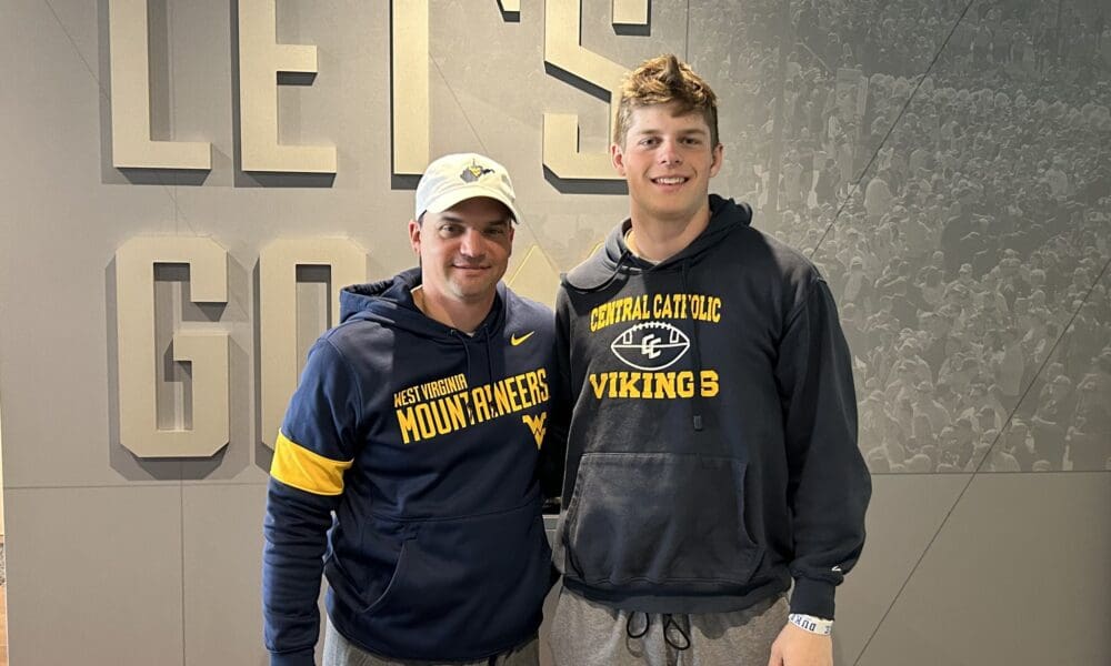 WVU Football HC Neal Brown and WPIAL star Bradley Gompers