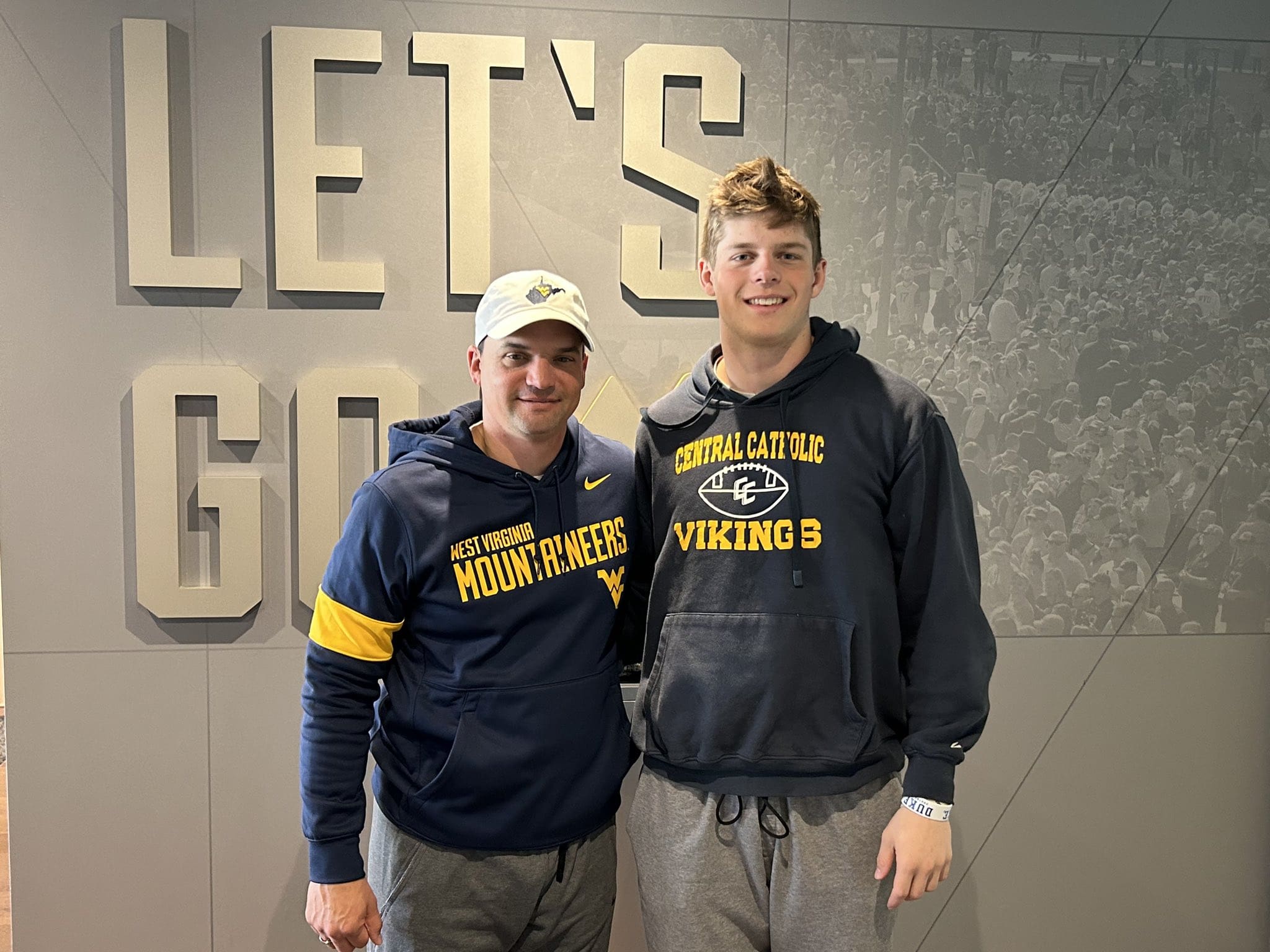 WVU Football HC Neal Brown and WPIAL star Bradley Gompers