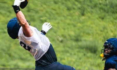 WVU Football OL Nick Krahe catch