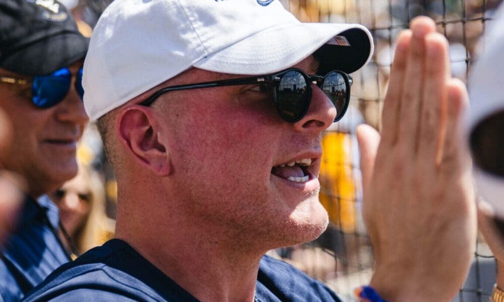 Pat-McAfee-and-Rich-Rodriguez-at-WVU-Baseball-Super-Regional