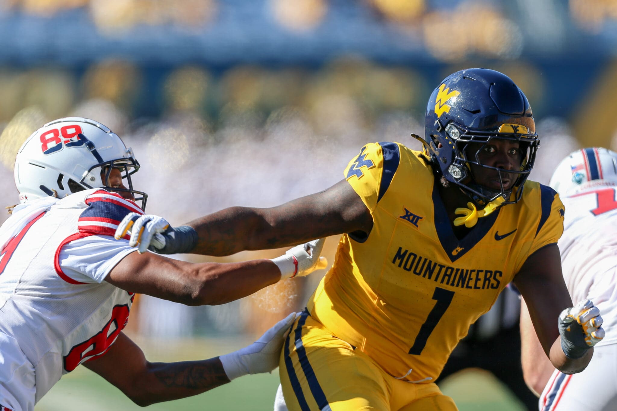 WVU Football DL Eddie Kelly Jr. against RMU