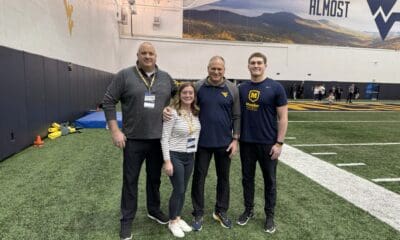 WVU Football TE commit Sam Hamilton with Rich Rodriguez