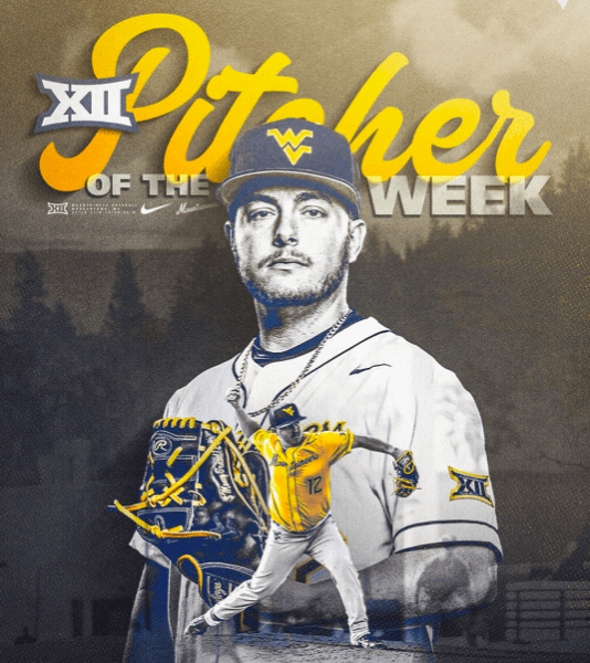 WVU Baseball Blaine Traxel Pitcher of Week Graphic