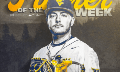 WVU Baseball Blaine Traxel Pitcher of Week Graphic