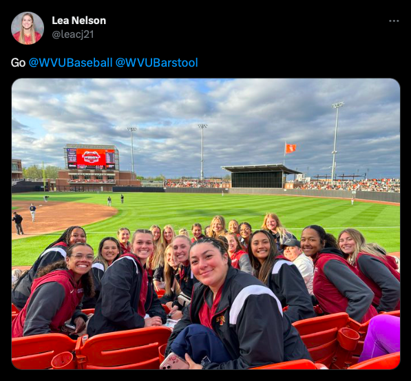 ISU softball team cheers on WVU baseball team