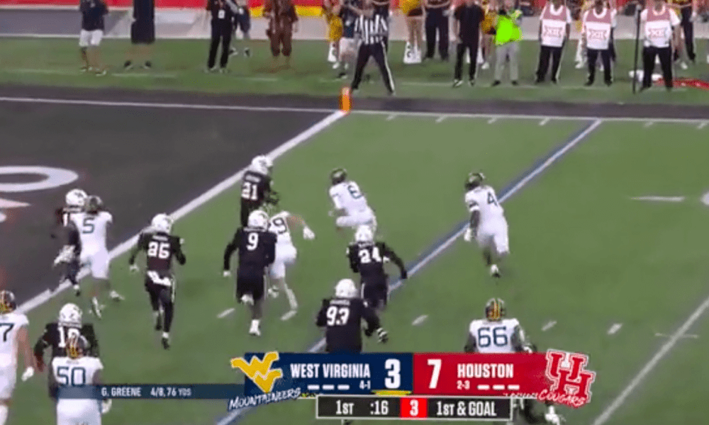 WVU Garrett Greene blocks for CJ Donaldson TD