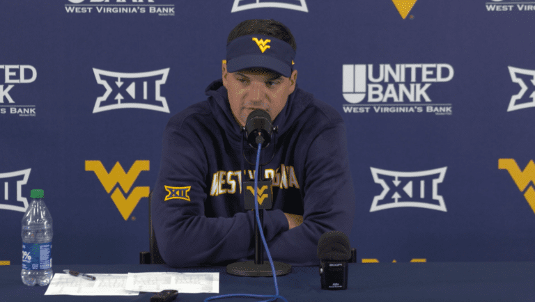 WVU Football HC Neal Brown sad