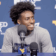 WVU Basketball guard Honor Huff speaks at a WVU press conference