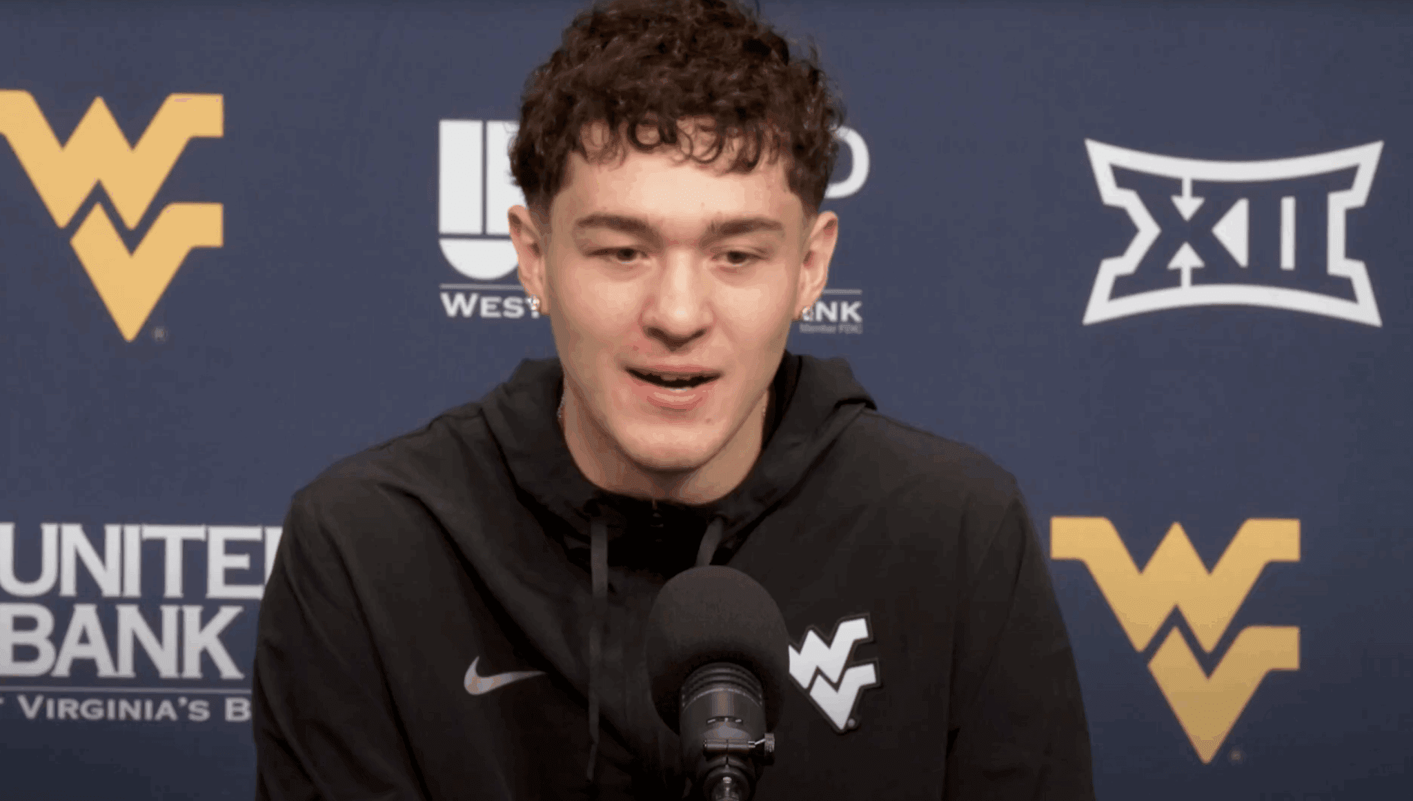 WVU Basketball forward Treysen Eaglestaff at press conference