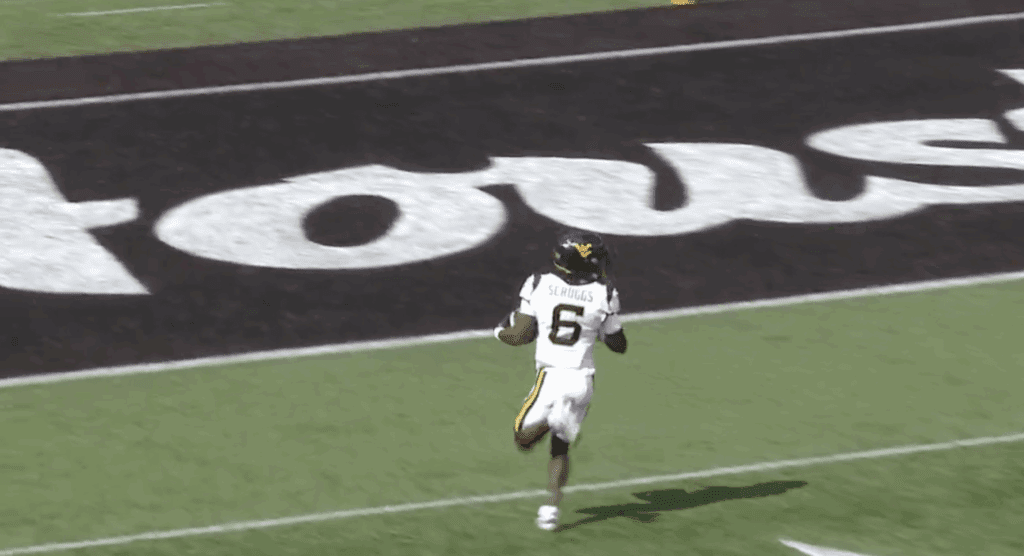 WVU Football Jordan Scruggs pick-6 at Houston