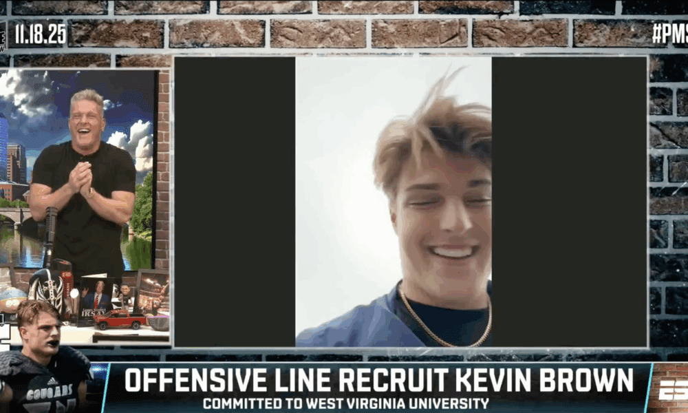 WVU OL Kevin Brown and Pat McAfee laughing