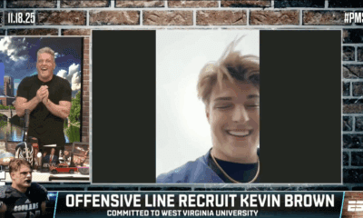 WVU OL Kevin Brown and Pat McAfee laughing