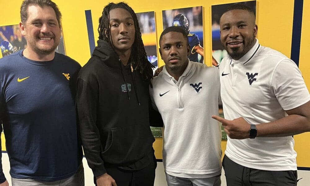 WVU Football DB recruit Samari Matthews with OLB coach Victor Cabral