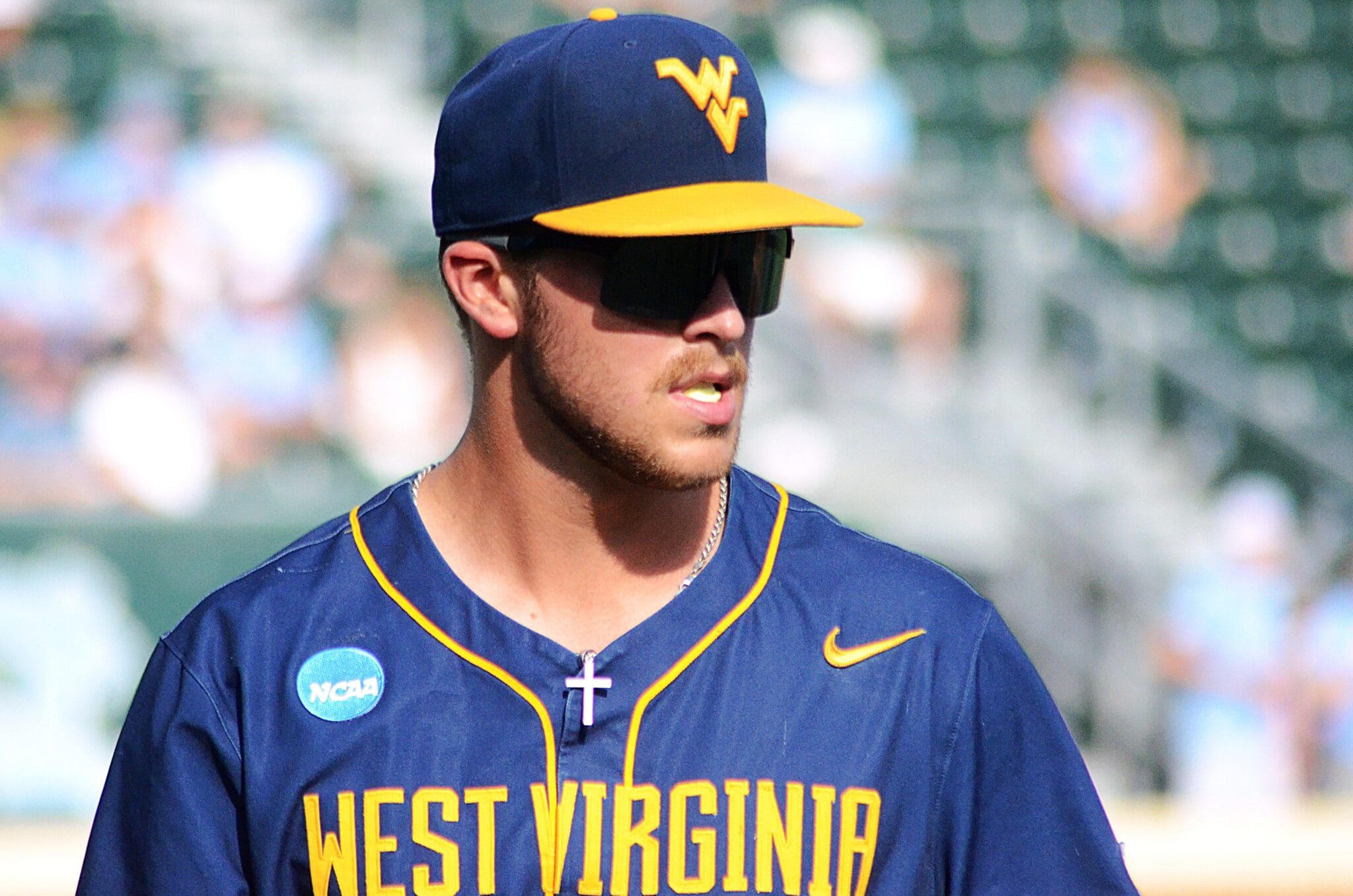 The WVU baseball team practices before the Mountaineers played the Tar Heels in the NCAA Tournament Super Regionals on Friday, June 7, 2024, at Boshamer Stadium in Chapel Hill, N.C. (Mitchell Northam / WV Sports Now)