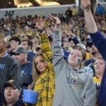 WVU Football fans cheer at the Duke's Mayo Bowl on Dec. 27, 2023 at Bank of America Stadium in Charlotte, N.C. (Mitchell Northam / WV Sports Now)