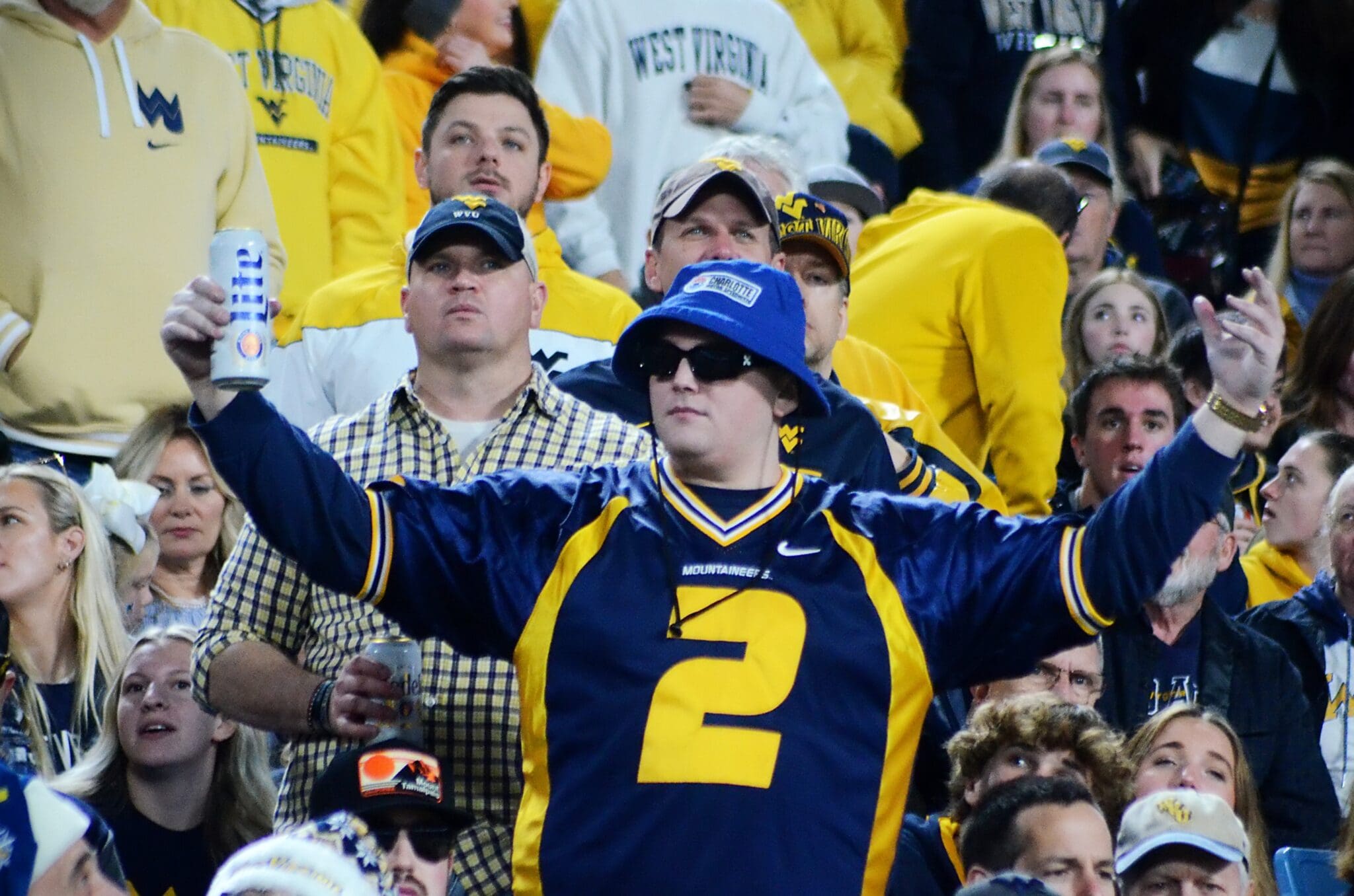 WVU football fans cheer at the Duke's Mayo Bowl on Dec. 27, 2023 at Bank of America Stadium in Charlotte, N.C. (Mitchell Northam / WV Sports Now)