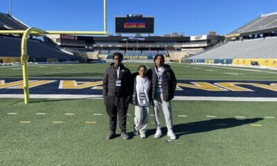 WVU Football recruit Taj Powell on field at Milan Puskar Stadium