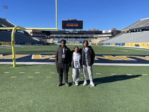 WVU Football recruit Taj Powell on field at Milan Puskar Stadium
