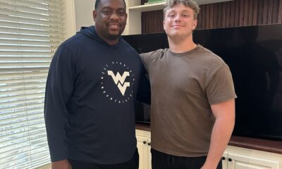 WVU Football DL coach William Green with Carter Napier