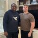 WVU Football DL coach William Green with Carter Napier