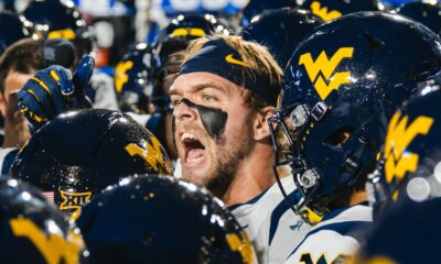 WVU Football LB Chase Wilson in Huddle