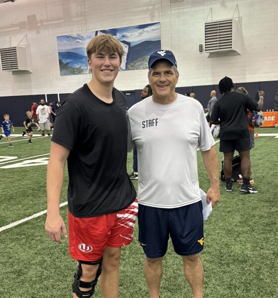 WVU Football OL recruit Luke Braham at indoor facility
