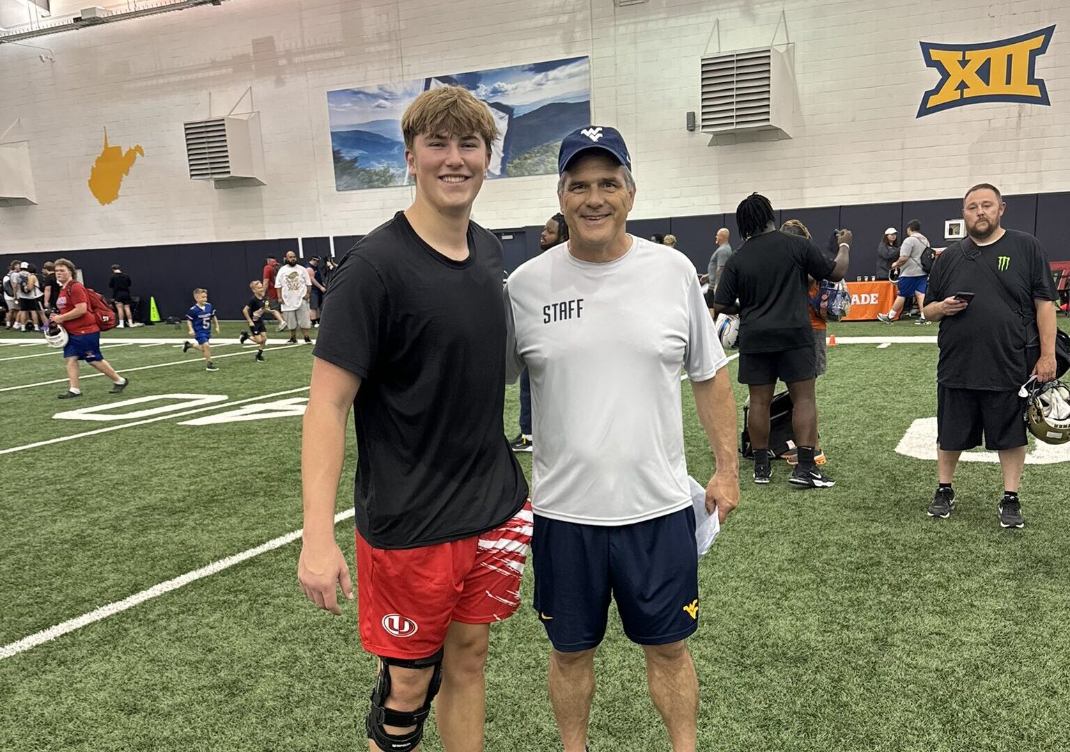 WVU Football OL recruit Luke Braham at indoor facility